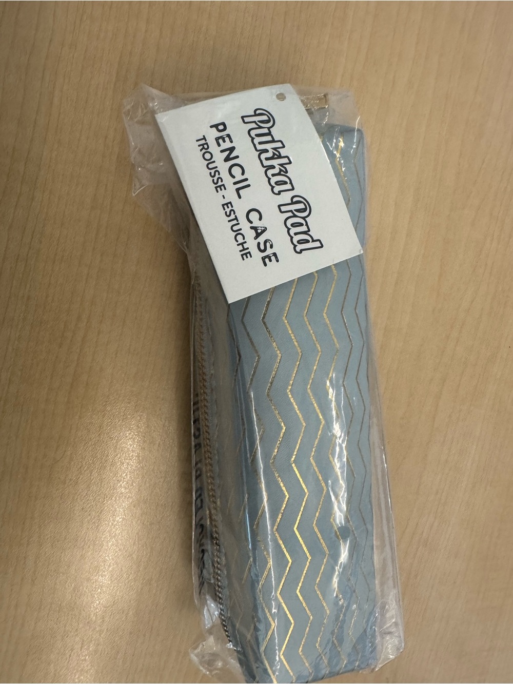 Pukka Pad Light Blue Pencil Case with Gold Chevron Accent